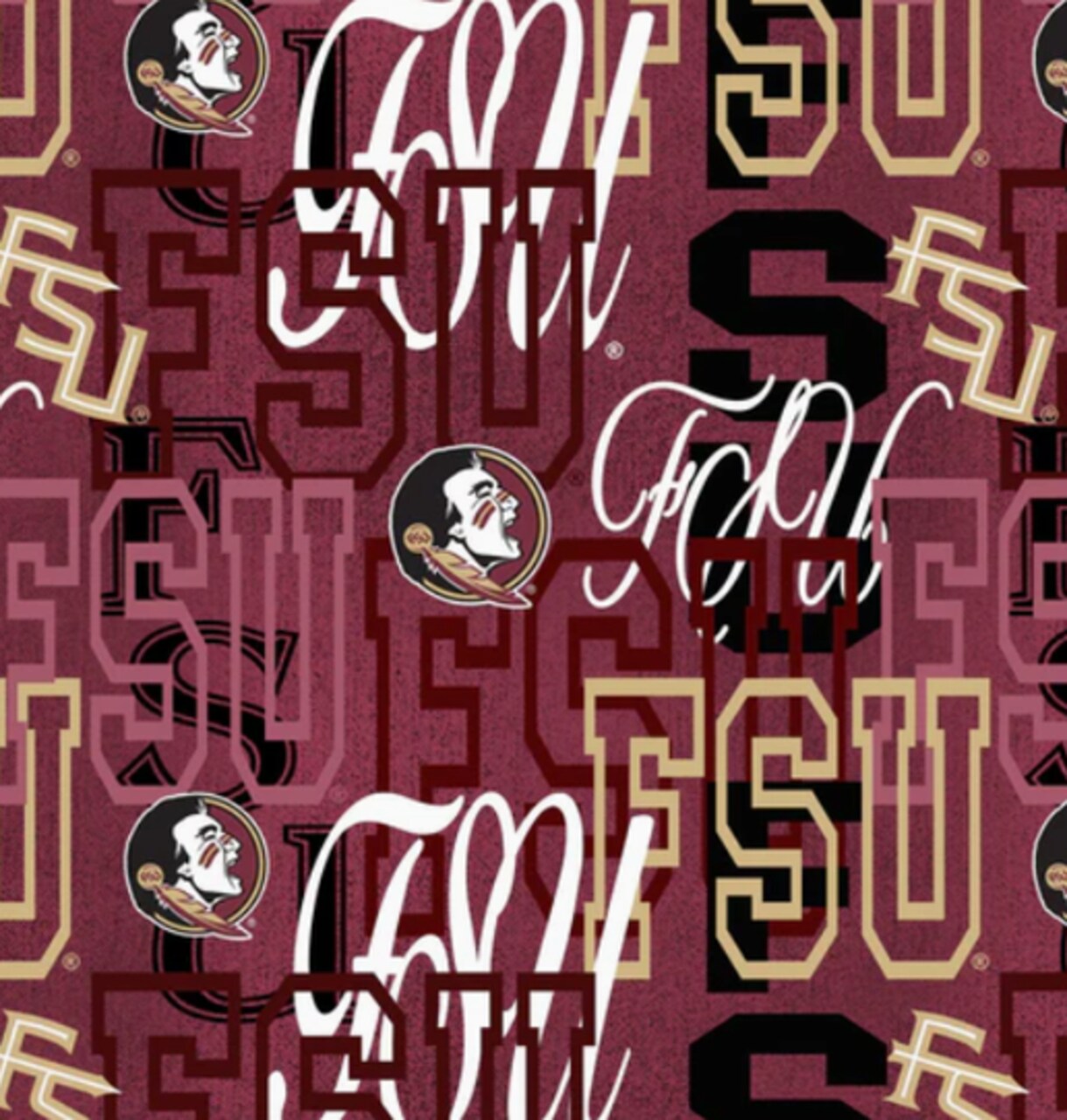 Licensed NCAA Florida State University Letters Cotton Fabric by the Yard